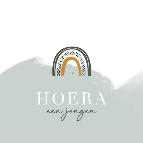 Felicitatiekaart geboorte zoon met regenboog en aquarel