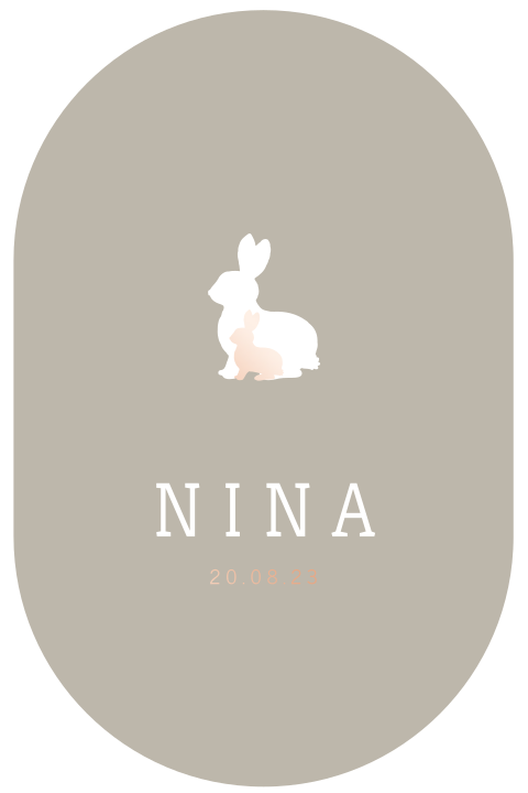 Jollein geboortekaartje met roséfolie uit Bunny collectie