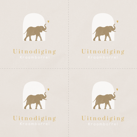 Olifant unisex minikaartjes DIY kraamborrel