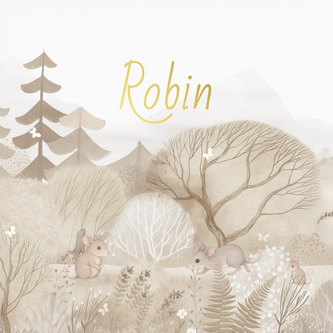 Geboortekaartje unisex met muizen in bos