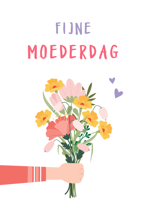 Boeket bloemen Moederdag wenskaart fijne Moederdag