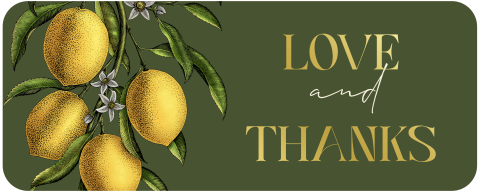 Luxe sticker trouwbedankje met citroenen en foliedruk