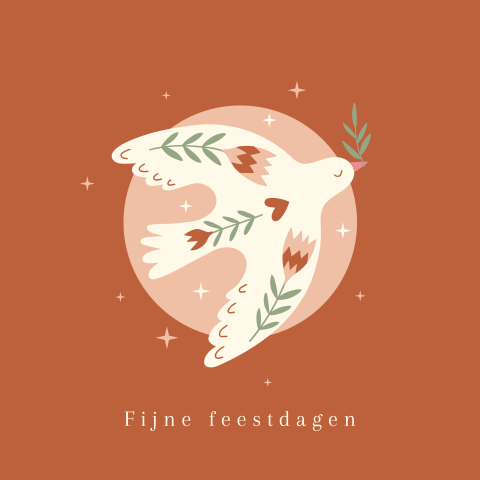 Hippe christelijke kerstkaart met vredesduif