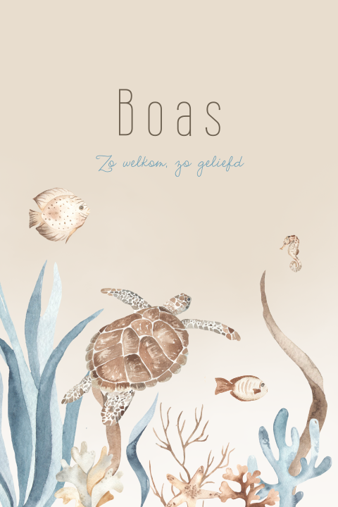 Onderwaterwereld met zeedieren geboortekaartje jongen