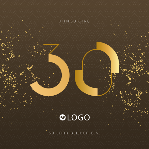 Zakelijke uitnodiging 30 jarig jubileum met goudlook en glitters