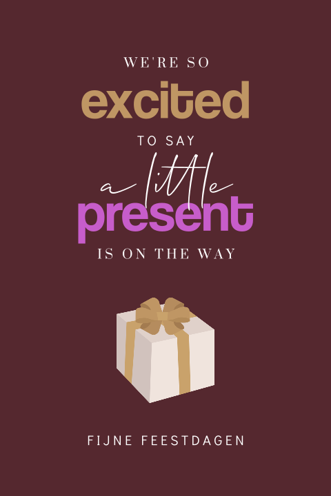 Hippe kerst aankondiging zwangerschap met cadeautje