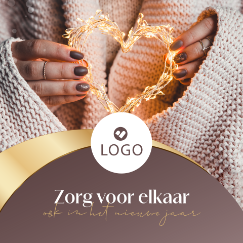 Zorg en welzijn zakelijke kerstkaart met goudlook kader en foto