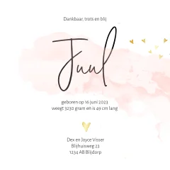 Silhouet meisje op schommel geboortekaartje