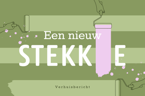 Verhuiskaart met verfroller en verfstrepen