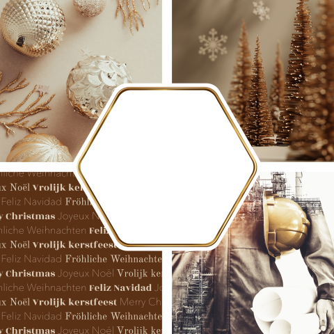 Bouwsector zakelijke kerstkaart met logo en uitsnede