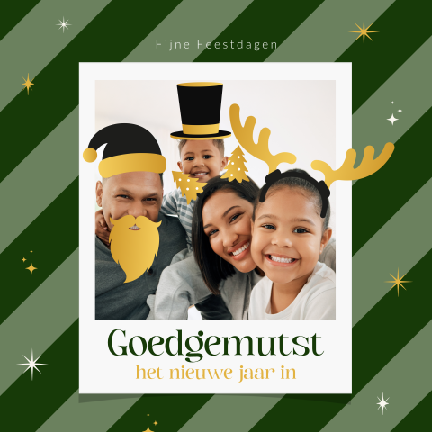 Grappige kerstkaart goedgemutst met foto