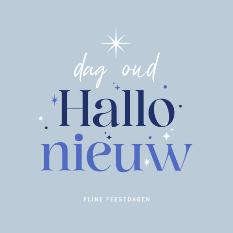 Typografische zakelijke kerstkaart Dag Oud Hallo Nieuw