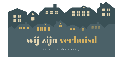 Verhuisbericht in de vorm van een straat vol met huizen