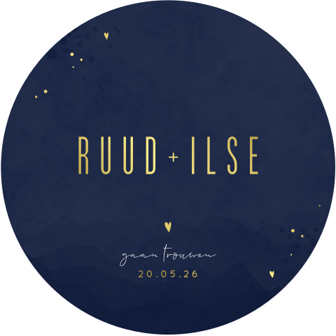 Ronde trouwkaart met luxe goudfolie