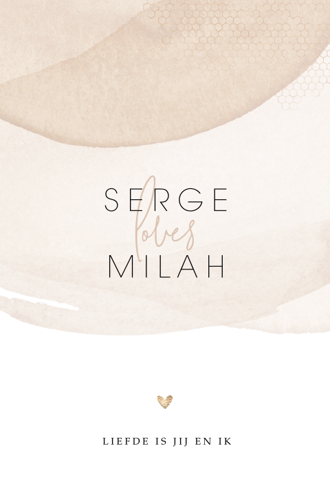 Hippe trouwkaart met aquarel en ronde hoeken