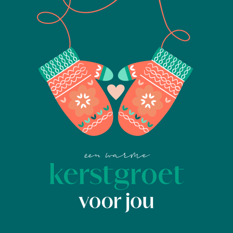 Wenskaart kerst stichting Long COVID met wanten