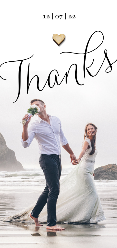 Bedankkaart Endless Love met foto en écht houten hartje