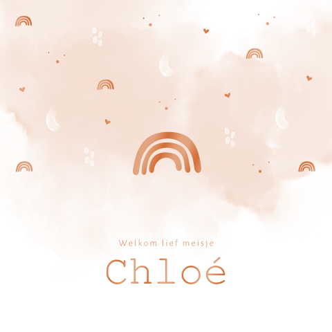 Regenboogjes meisjeskaartje met hoogglans en aquarel