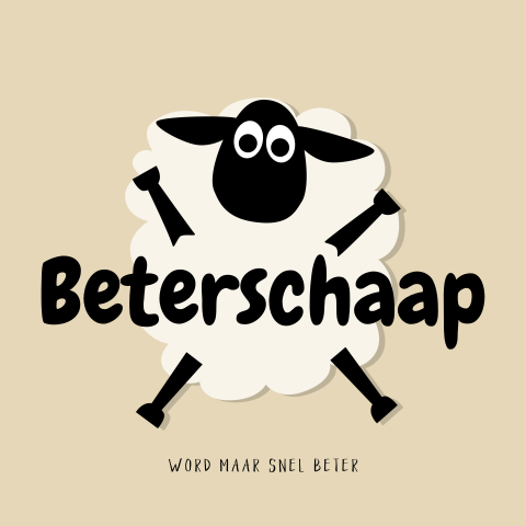 Grappige beterschap wenskaart schaapje ''beterschaap''