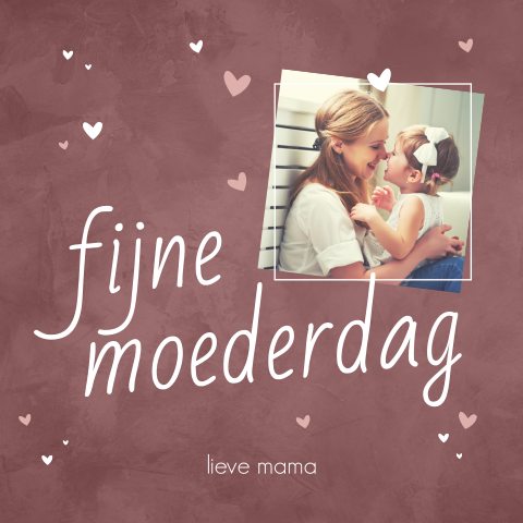 Moederdag fotokaart met hartjes en trendy kleuren
