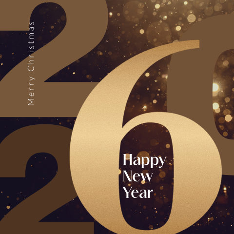 Goudlook jaartal zakelijke kerstkaart met sparkles
