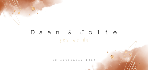 Moderne trouwkaart met aquarel en tijdlijn