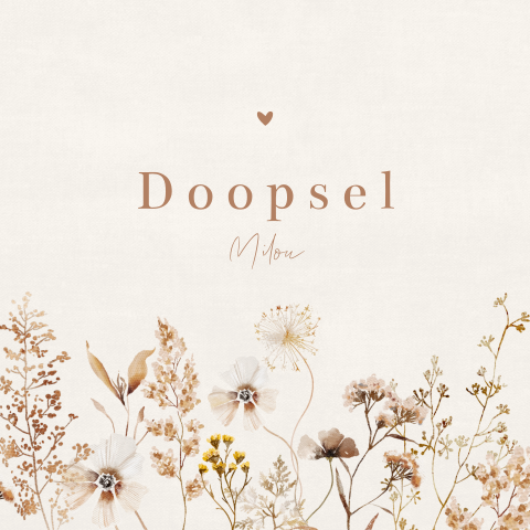 Doopsel uitnodiging met veldbloemen