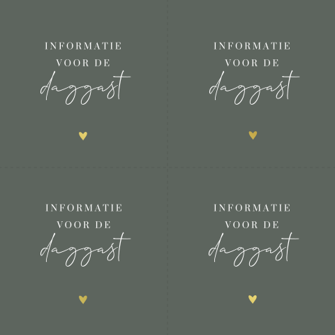 Rustige informatiekaartjes trouwen met foliedruk