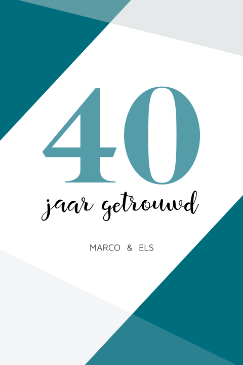 Moderne 40 jaar getrouwd kaart met vlakken