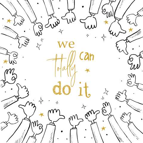 Zakelijke kaart duimen omhoog "we can totally do it"