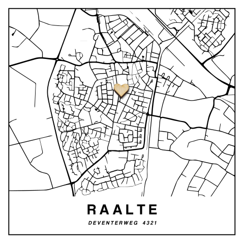 Originele plattegrond verhuiskaart Raalte met houten vormpje