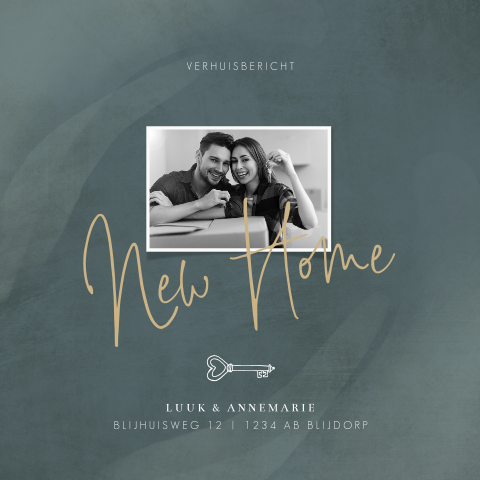 Hippe verhuiskaart met foto en ronde hoeken