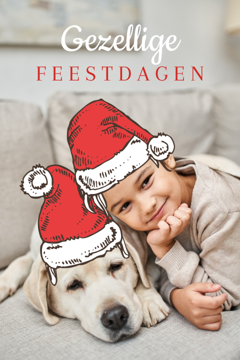 Grappige kerstkaart met foto en losse kerstmuts