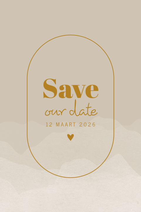 Save the Date kaart met kader en aquarel bergen