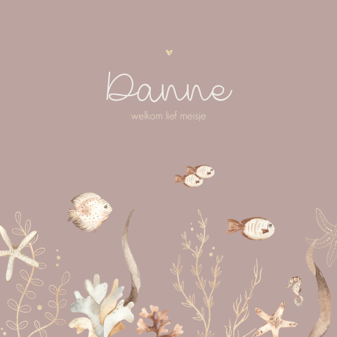 Onderwater vissen geboortekaartje voor een meisje