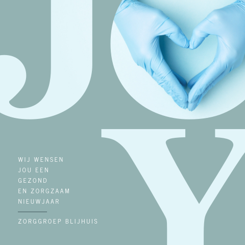 Zakelijke kerstkaart zorg met hart medische handschoen