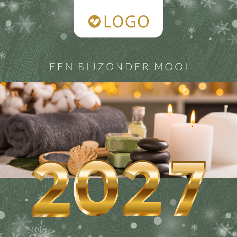 Wellness zakelijke nieuwjaarskaart met foto en logo