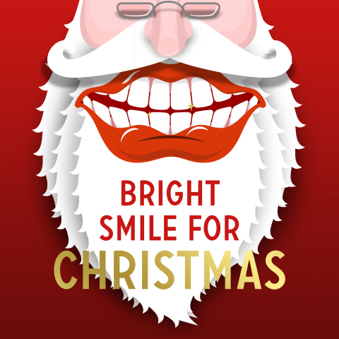 Kerstman kerstkaart zakelijk bright smile for Christmas met goudfolie
