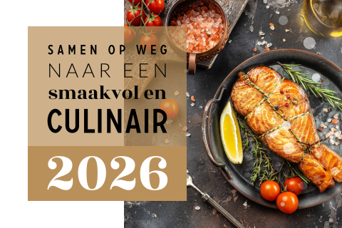 Strakke kerstkaart horeca met foto en logo