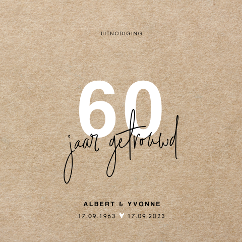 60 jaar getrouwd karton look en sierlijke letters