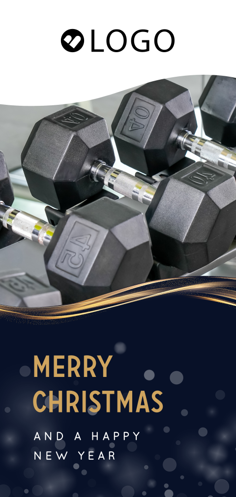 Zakelijke kerstkaart voor de sportbranche met eigen foto en logo