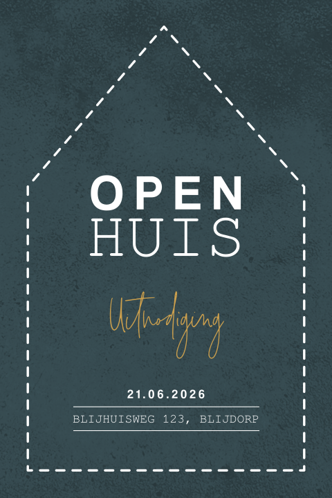 Moderne zakelijke uitnodiging open huis met huisje en eigen logo