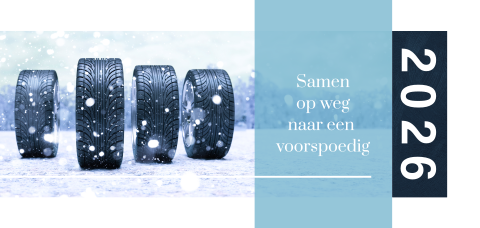 Zakelijke kerstkaart met autobanden voor transport en logistiek