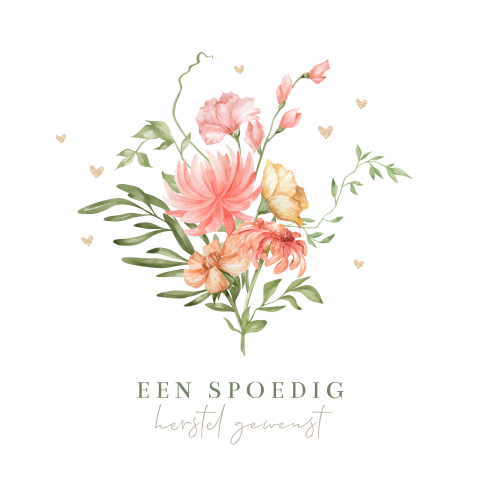 Boeken bloemen wenskaart beterschap en spoedig herstel