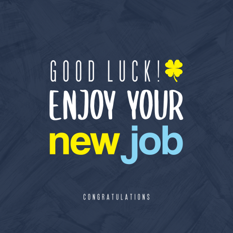 Good luck new job wenskaart typografisch