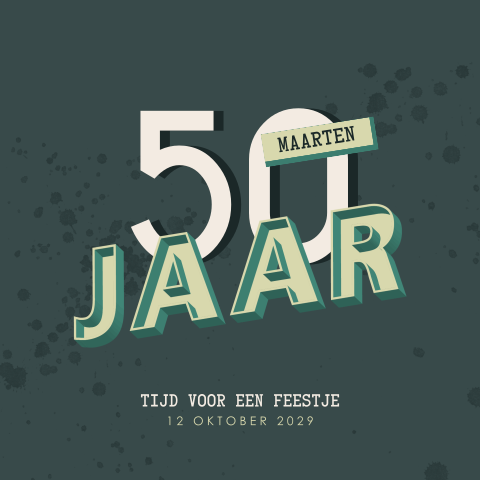 Vintage verjaardag uitnodiging 50 jaar met spetters