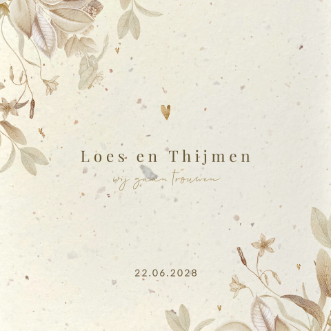 Duurzame vintage trouwkaart met bloemen