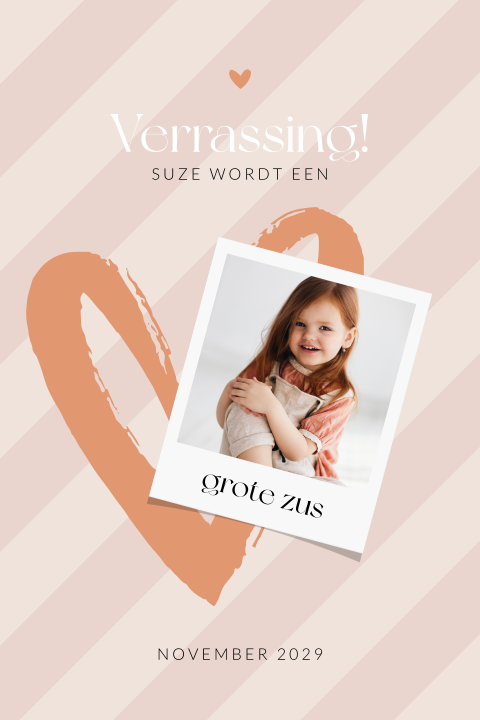 Aankondiging zwangerschap met foto van grote zus