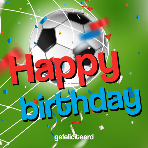 Voetbal verjaardagskaart met goal en confetti