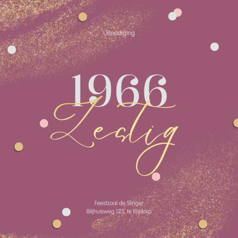 Zestig jaar verjaardag uitnodiging met jaartal en confetti